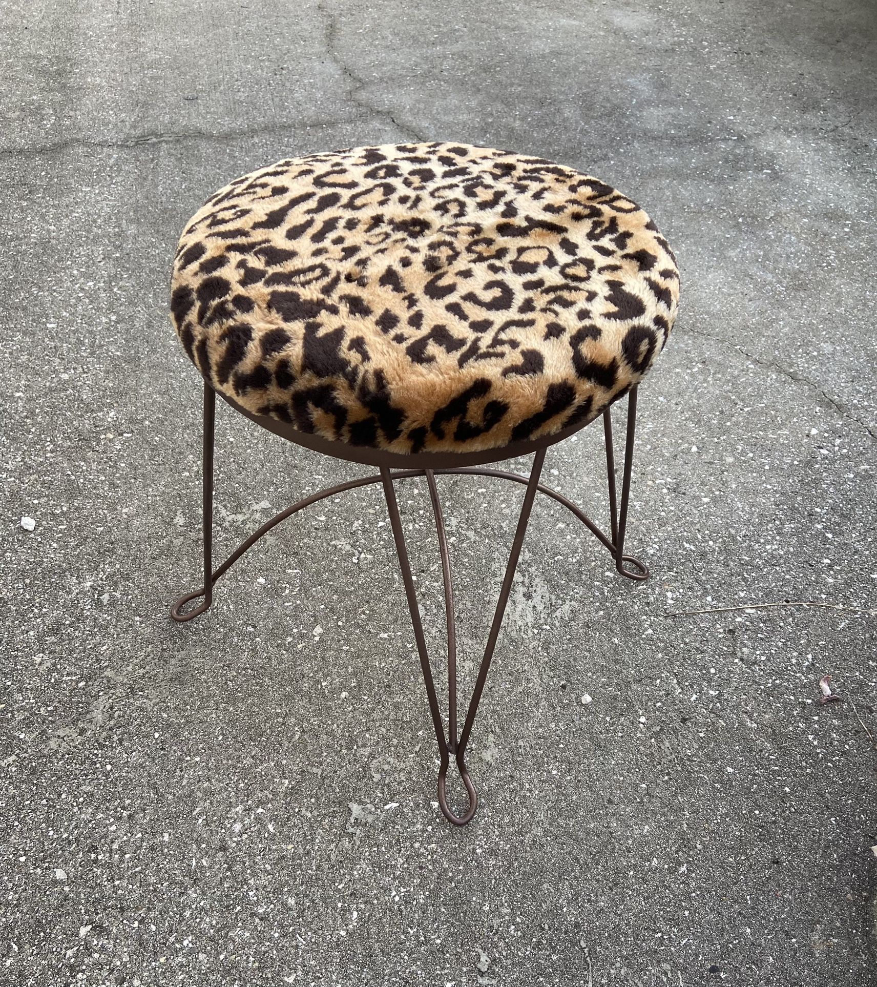 Leopard Print Vanity Stool New Upholstery Fabric