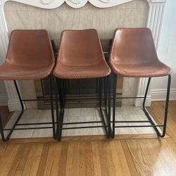 CB2 Roadhouse Leather Counter Bar Stools