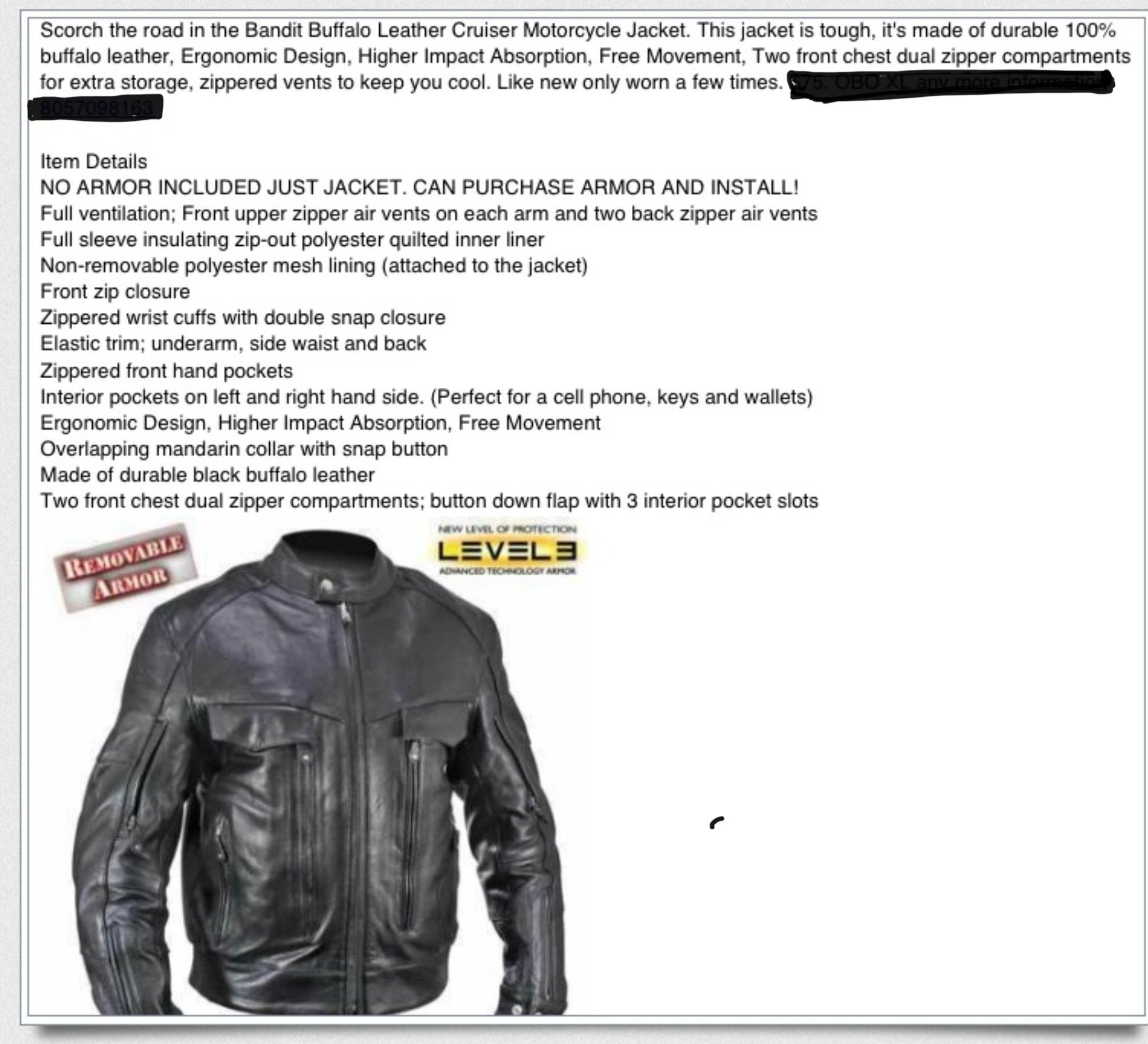 Motorcycle Buffalo leather Jacket