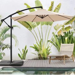 10 FT Patio Offset Umbrella Outdoor Cantilever Umbrella Hanging Umbrellas, 24 Month Fade Resistance & Water-repellent UV Protection Solution-dyed Fabr