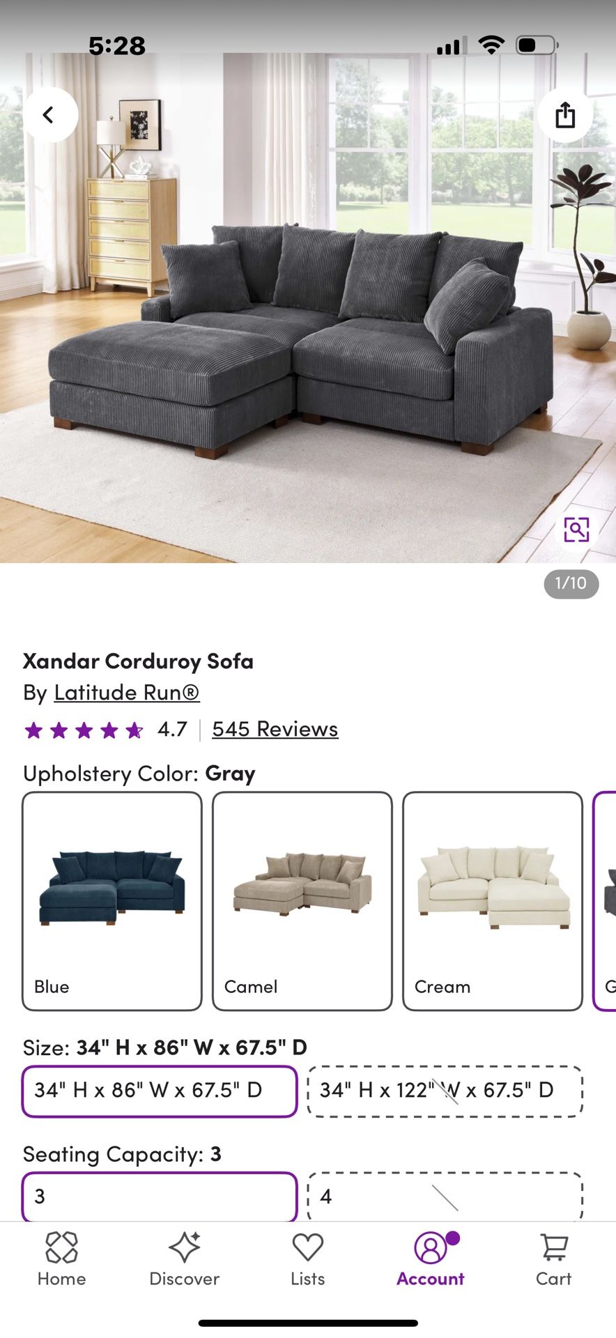 Wayfair Sofa