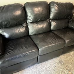 Black Vinyl 5 Piece Sectional Reclining Couch 