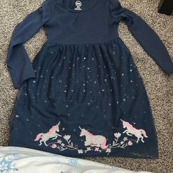 Girls Blue Unicorn Dress