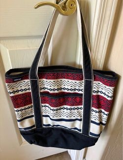 Lands' End Medium Canvas Tote Bag Nordic Pattern