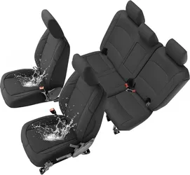 GIANT PANDA Neoprene Seat Covers for Jeep Wrangler JL 4-Door (2018-2026), Neoprene Waterproof Seat Covers W Armrest Cover, Foam Padded for Full Set (B
