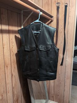 Black Leather Motorcycle Vest