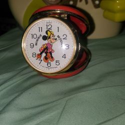 Vintage MINNIE mouse Disney Travel Clock
