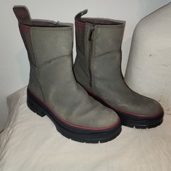 Timberland Gray Chelsea Boots Sz 8.5 Womens ReBOTL Side Zip Fabric Wear Toe