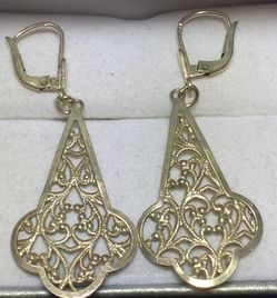 Sterling Silver Ornate Drop Dangle Earrings