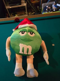 Green M&M large plush doll with Santa hat