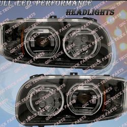 QSC Full LED Performance Black Right Left Side Headlights for Peterbilt 388 389