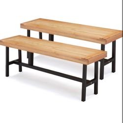 Outdoor Dining Bench Set of 2, Farmhouse Bench