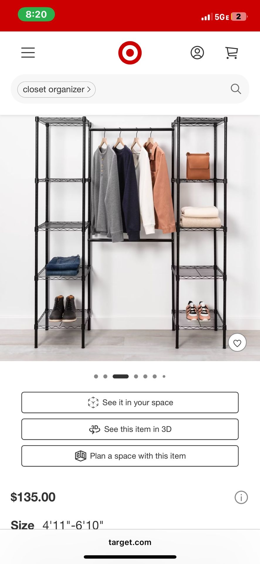 Closet Organizer/ Clothes Rack