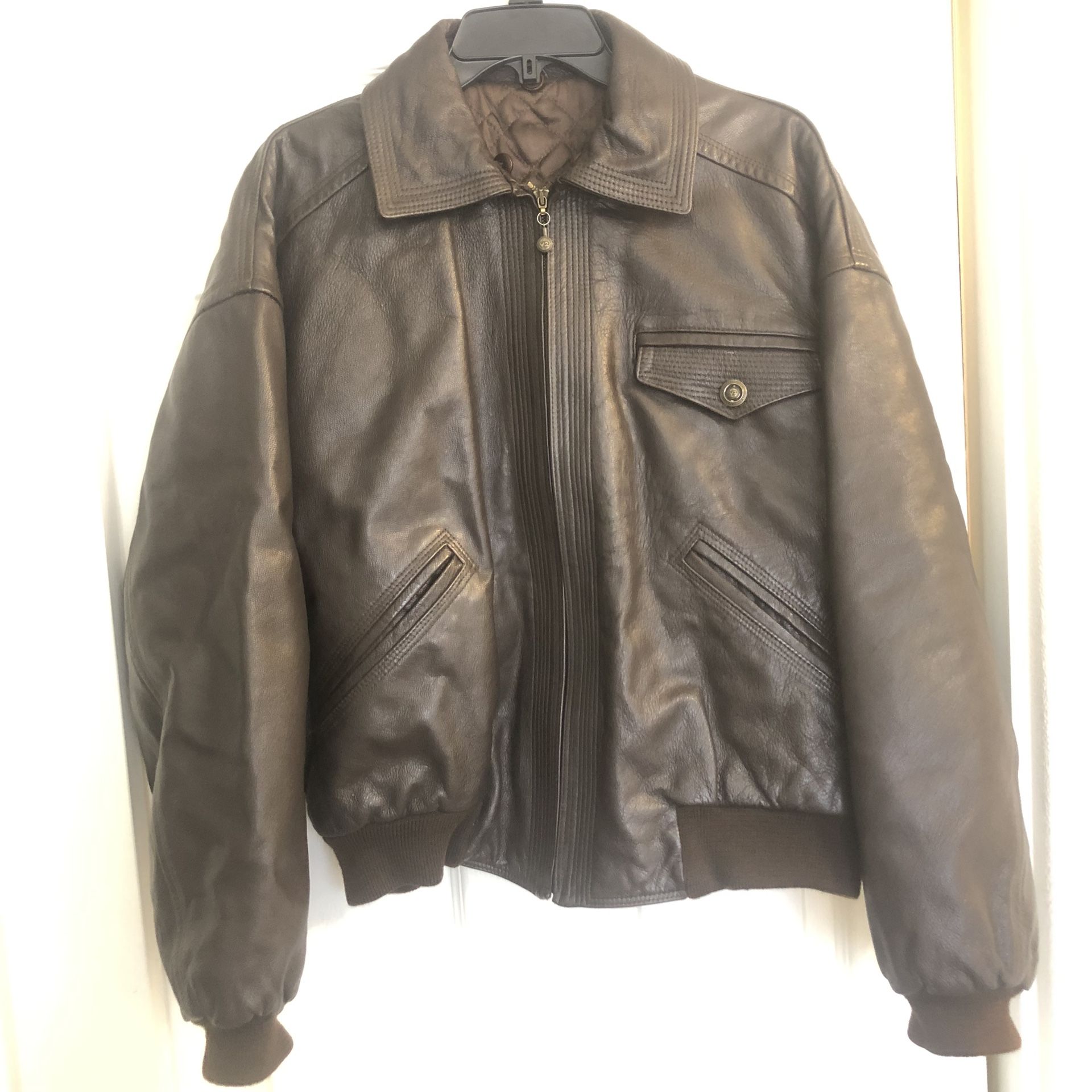 Versace V2 Leather Jacket Mens Large ~ Bomber ~ Moto ~ Designer