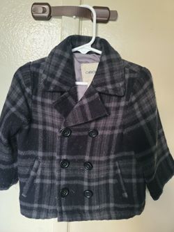 Infant Plaid Peacoat Size 12 Month