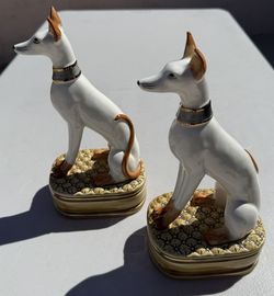Vintage Circa 1970 Andrea by Sadek Whippet Greyhound Dog Figurines Pair Japan 9"