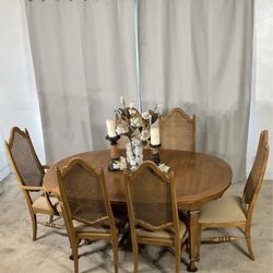 THOMASVILLE Extendable Dining Table & 6 Cane Back Chairs 
