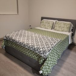 Queen Size Platform Bed Frame with 4 storage drawers and mattress