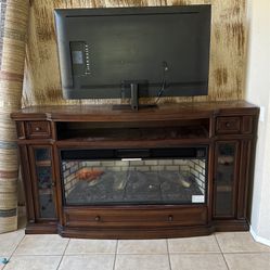 Media Console With Electric FIREPLACE