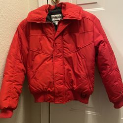 Field & Stream Red Quilted Puffer Jacket with High Collar