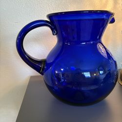 Vintage Large Blue Pitcher 