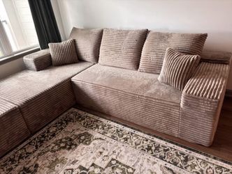 Modular Corduroy Sectional Sofa with Ottoman