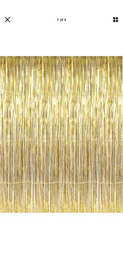Metallic Gold Foil Fringe Curtain -3 pieces
