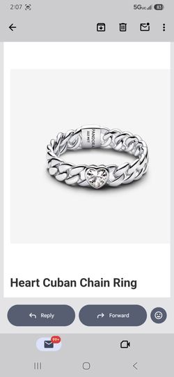 Heart Cuban chain ring size 7.5