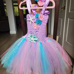 Mermaid Dress w/ headband and curly tulle table skirt