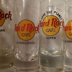 4 Hard Rock Shot Glasses