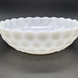 Vintage Anchor Hocking White Milk Glass Bubble Salad Serving Bowl 8”