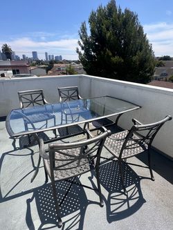 Glass+metal frame table and chair set