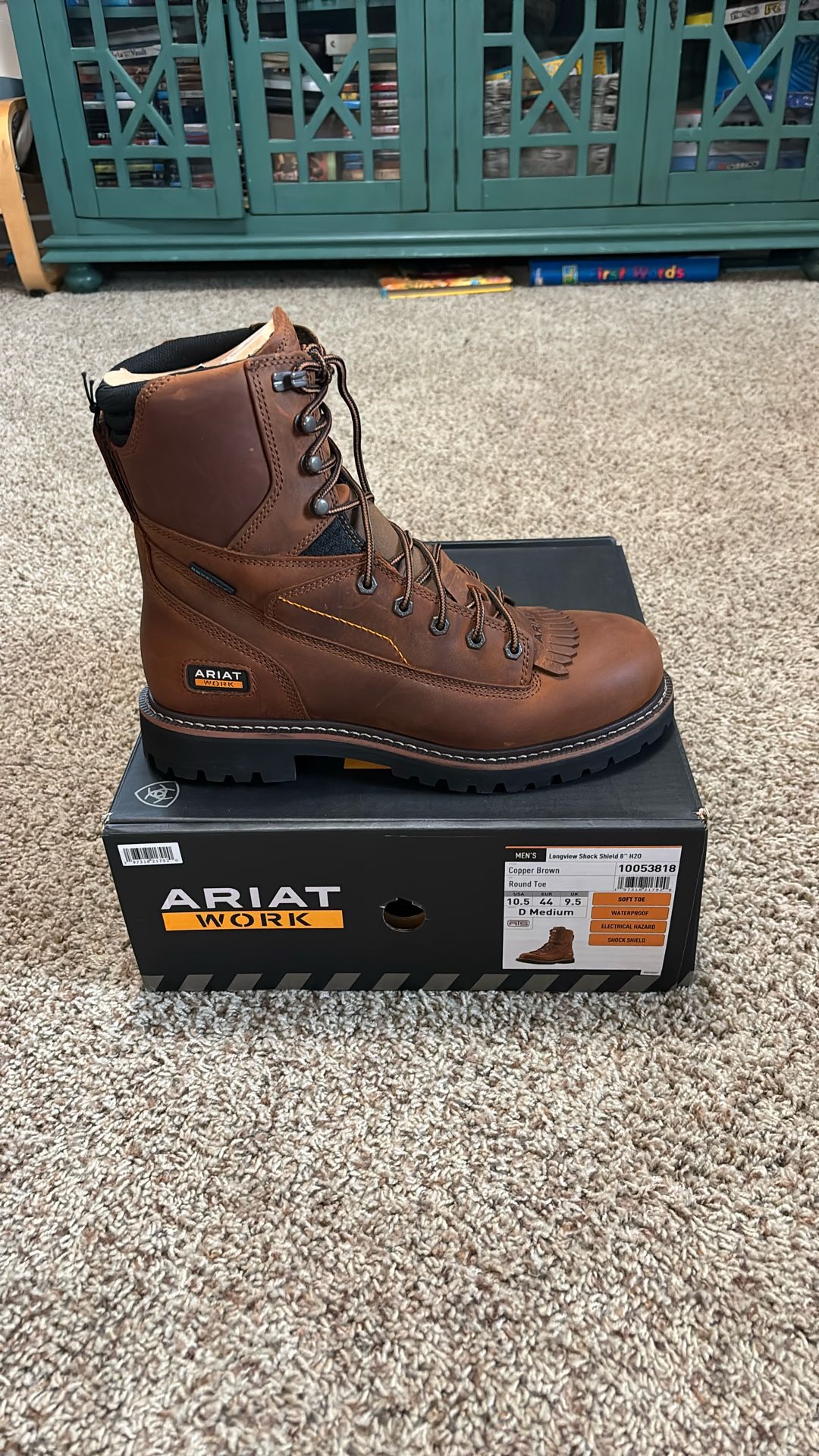Ariat 8in Work Boot SZ 10.5 Copper Brown Longview