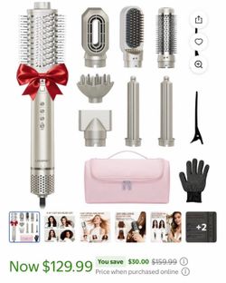 LAVOMIST 8-in-1 Hot Air Styler & Hair Dryer Brush with Straightener & Curler Attachments, 110,000 RPM Ionic Fast Drying, Dual Voltage for Frizz-Free S