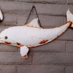 VINTAGE METAL BOTTLENOSE DOLPHIN GARDEN DECOR 
