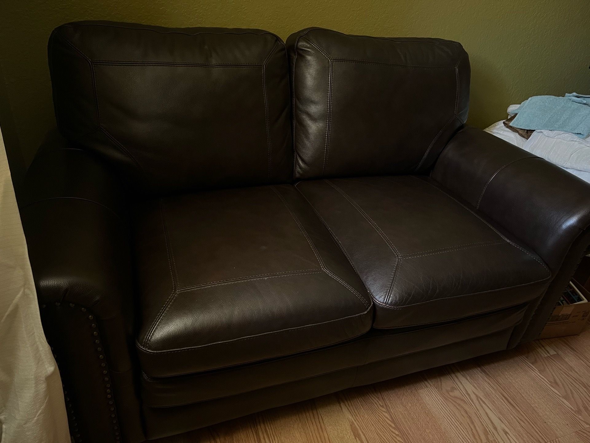 2 Seater Dark Brown Leather Couch