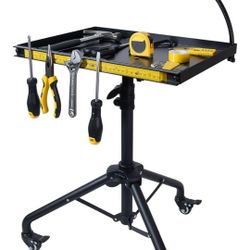 Rolling Tool Cart with Phone Stand, Portable Work Table Mobile Service Tray Cart with Magenetic Ruler Measurement Tool Holder