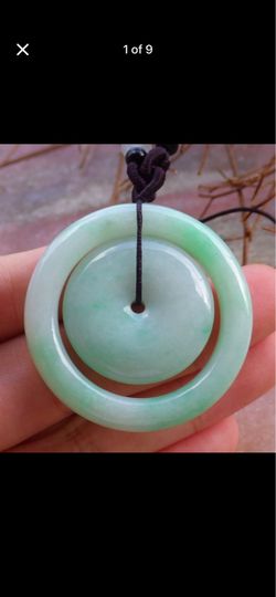 Green Certificate Jadeite jade pendant safety peace protection circle Donut