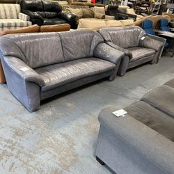 Grey Leather Couch (in Store)
