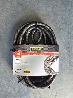 Defiant 3/8 in. x 15 ft. Flexible Braided Steel Security Cable with Looped Ends