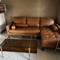 Leather L-sofa