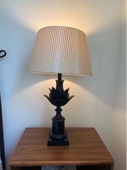 PAIR of Decorative Black Lotus Table Lamps – 28.5” Tall
