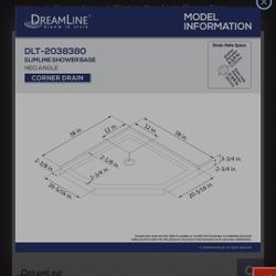 DreamLine SlimLine 38 in. D x 38 in. W x 2 3/4 in. H Corner Drain Neo-Angle Shower Base in White