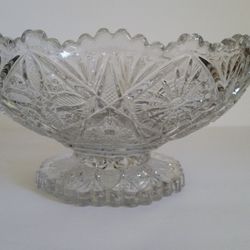 Vintage Pressed Glass Pedestal Bowl