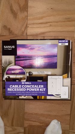 In wall cable concealer recessed power kit for mounted TVs - White