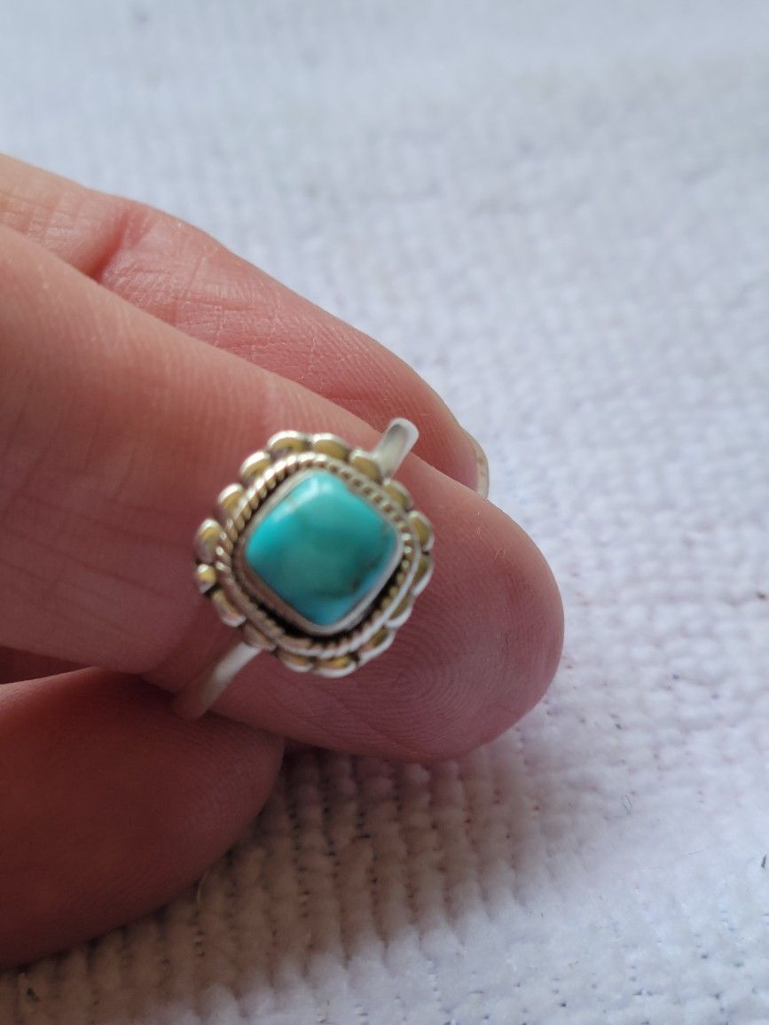 Sterling And Turquoise Ring Sz9