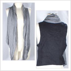 Converse Y2K 2000s Vintage Neutral Grey Open Vest with Black Sueded Back Size Large