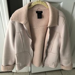 Faux Suade Pink Cleese Lined Jacket Size S/M