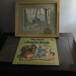 1967 Jungle Book Disney Cell & Vinyl Record With Storybook 
