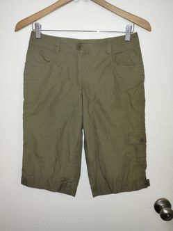 J. Jill Women's Below Waist Genuine Fit Green Shorts 100% Cotton Size 2 EUC